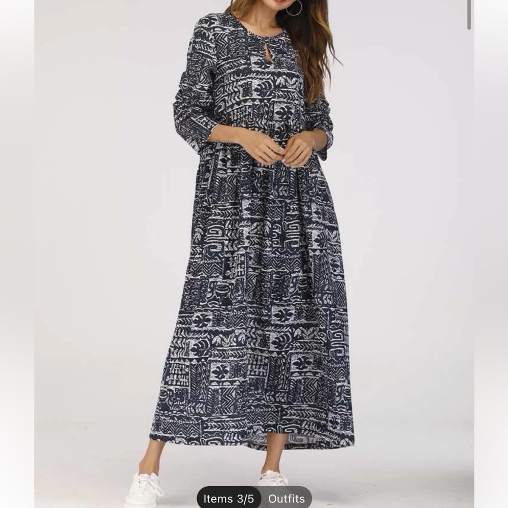 SHEIN Mixed print keyhole Front smock dress size XXL